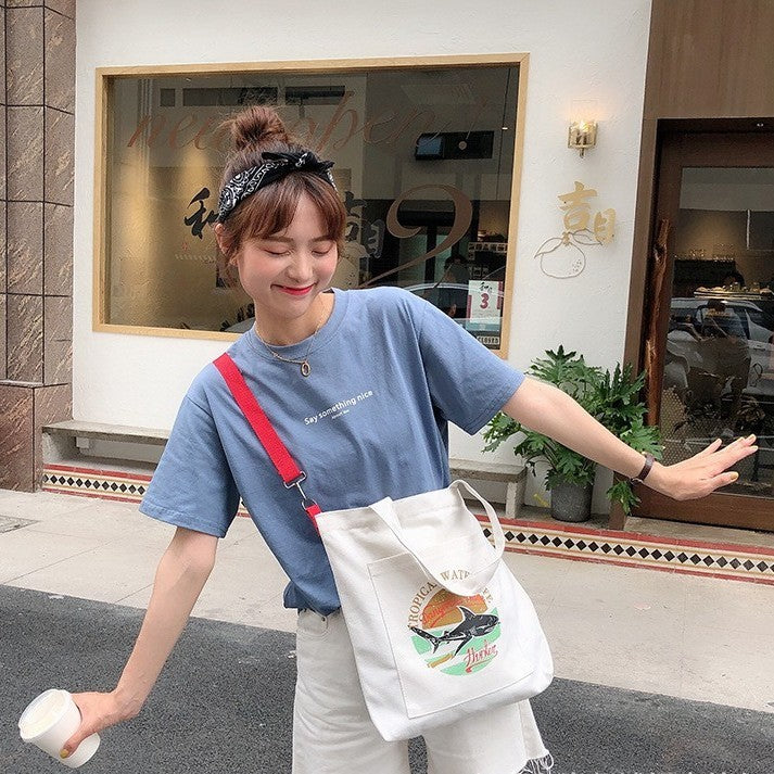 大容量帆布斜跨女包