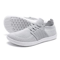 Men's fashion casual soft bottom wide head walking shoes in gray with lace-up design.