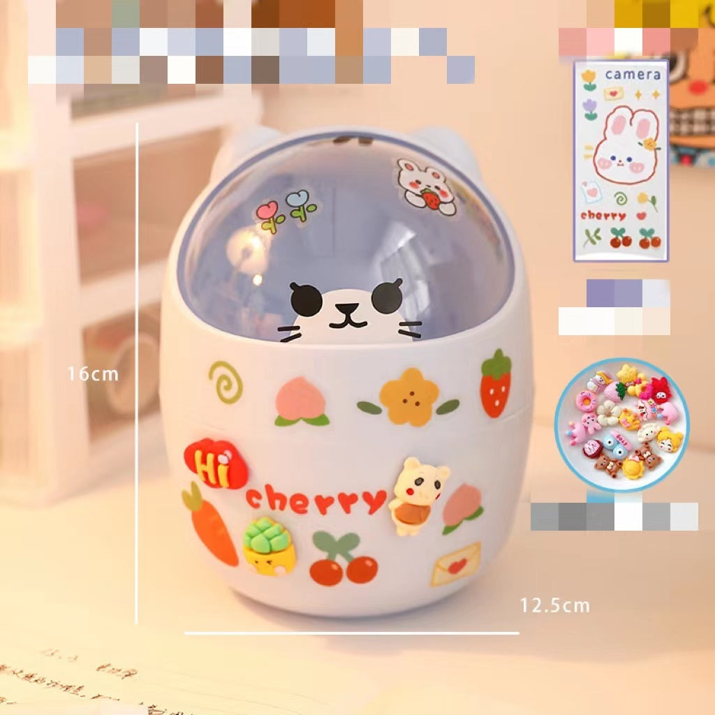 سوب سطح المكتب Can Can Organizer Bucket Office Mini Bear Trash Can