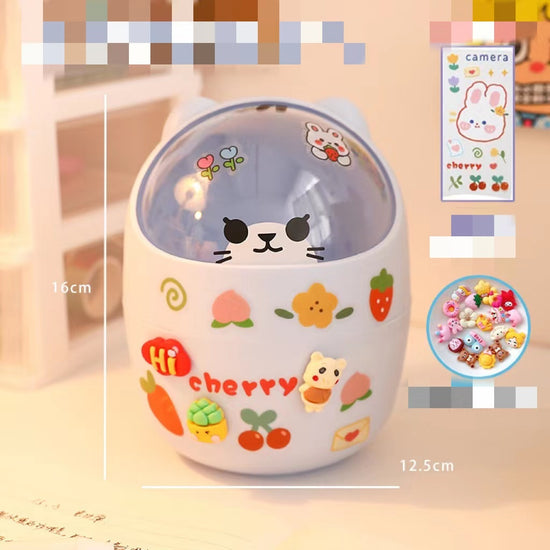 سوب سطح المكتب Can Can Organizer Bucket Office Mini Bear Trash Can