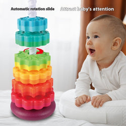 Rainbow Rotating Tower Toy for Baby Early Education and Intelligence Development.