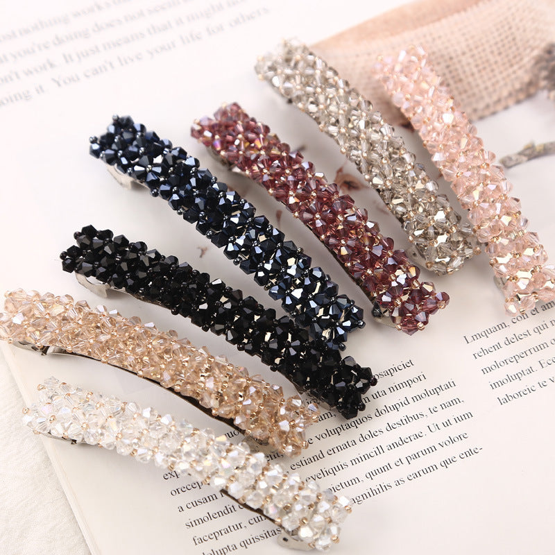 Simple Crystal Crystal Fishing Line Braided Spring Clip Barrettes