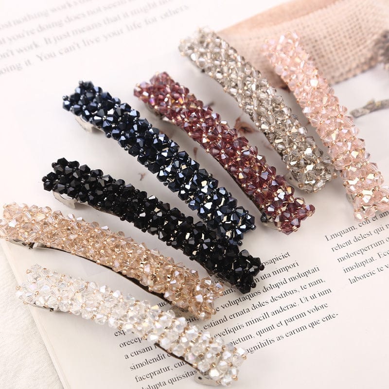 Simple Crystal Crystal Fishing Line Braided Spring Clip Barrettes
