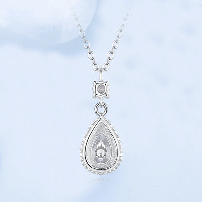 S925 Sterling Silver With Shiny Diamond Water Drop Necklace For Women Light Luxury