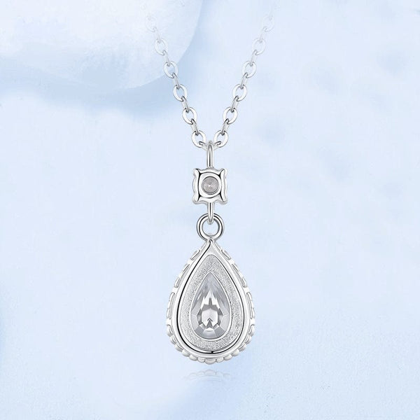 S925 Sterling Silver With Shiny Diamond Water Drop Necklace For Women Light Luxury