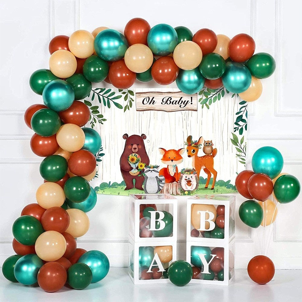 Animal Head Birthday Party Balloon Jungle Set Monstera Theme