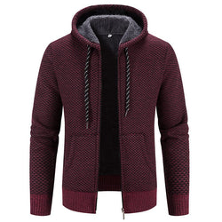 Winter Coat Zipper Closure Solid Color Long Sleeves Drawstring With Hat Keep Warm Casual Thicken Plush Sweater Coat For Daily