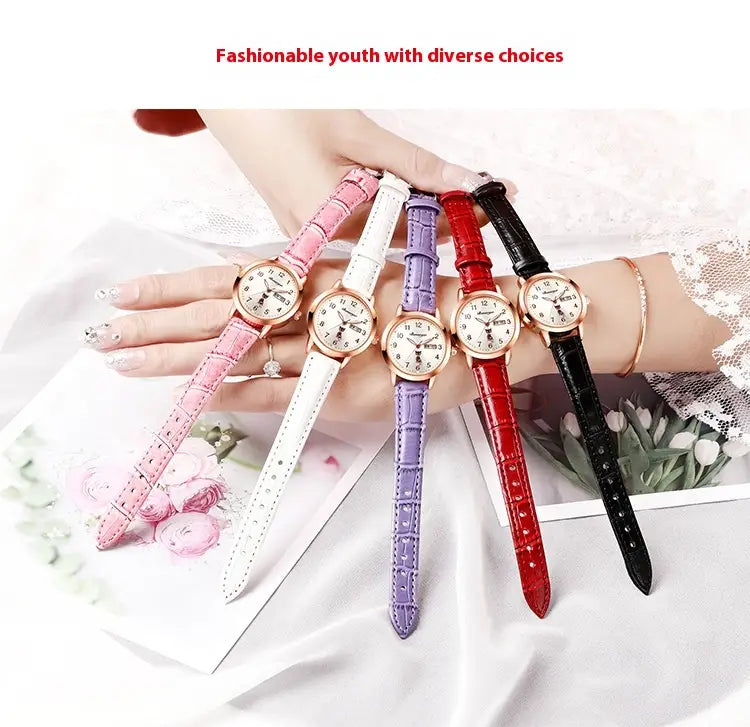 Women’s Luminous Quartz Watch With Simple Waterproof Belt