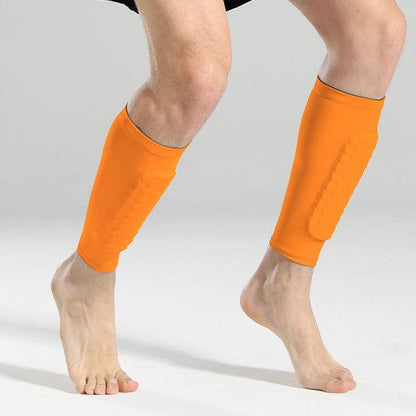 Men's thin joint protective sleeve in orange Lycra for knee support during sports activities.