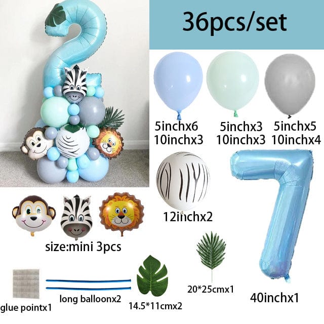 40-inch Digital Zebra Forest Animal Balloon Set