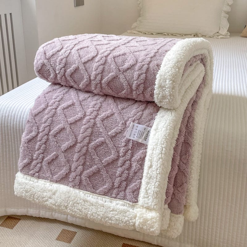 Solid Color Double Thick Jacquard Berber Fleece Blanket