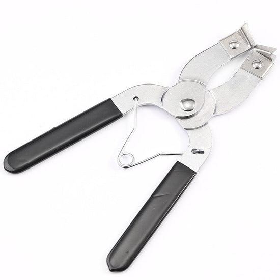 Piston ring expander repair tool with black handles.