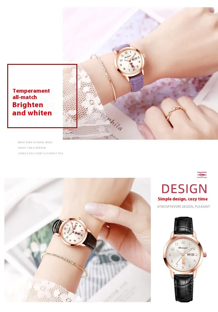 Women’s Luminous Quartz Watch With Simple Waterproof Belt
