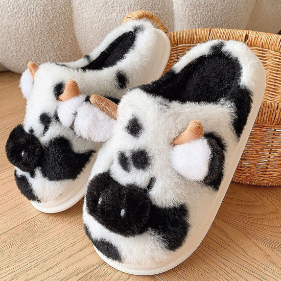 Cute Cartoon Cow Plush Slippers
