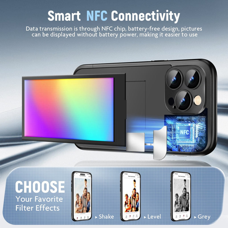 iPhone15 PRO PROMAX NFC墨水屏翻盖手机壳智能创意DIY定制全包边保护壳