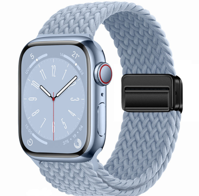 Magnetic Buckle Woven Loop Integrated Strap - Rock Blue Black Button / 42to44to45to49mm Universal