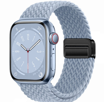 Magnetic Buckle Woven Loop Integrated Strap - Rock Blue Black Button / 42to44to45to49mm Universal