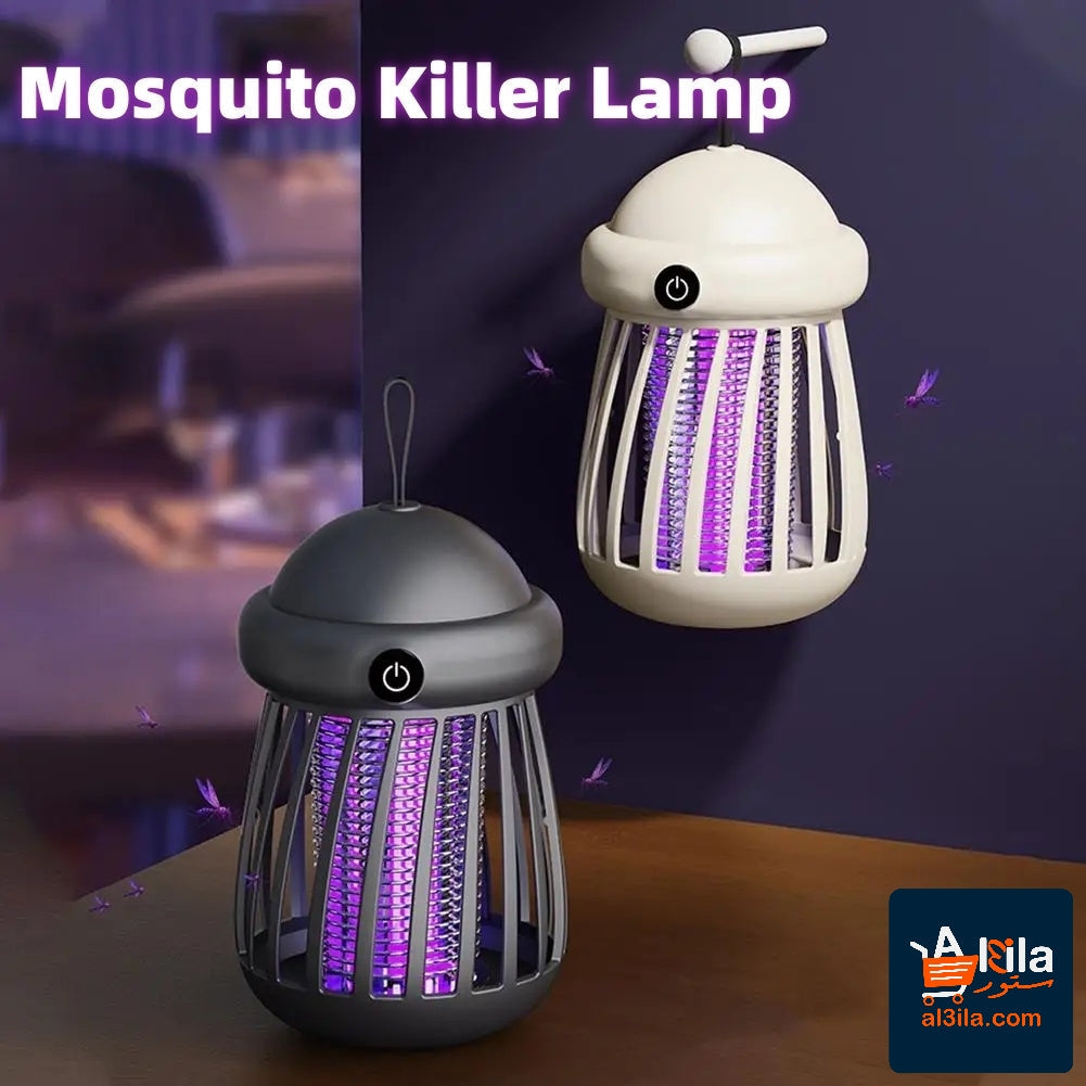 Mosquito Killer Lamp with USB charging, featuring low-noise electric insect trap in gray and white colors.