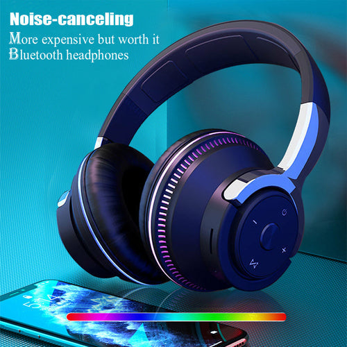 Wireless light changing Bluetooth noise-cancelling gaming headset with built-in microphone and heavy bass