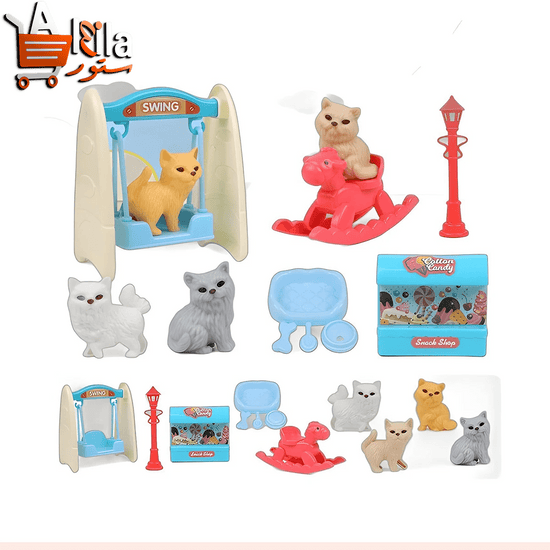 Cute Dog & Cat Family Pet Basket Playset - Interactive Doll Set for Role Playing and Holiday Decor