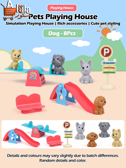 Cute Dog & Cat Family Pet Basket Playset - Interactive Doll Set for Role Playing and Holiday Decor