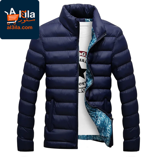 Stylish Men's Winter Parka Jacket with Stand Collar - Thick Solid Design for Casual Autumn and Winter Wear, Available in Sizes M to 6XL