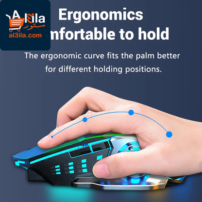 Rechargeable Wireless Gaming Mouse with Silent Operation, Bluetooth and 2.4GHz USB Connectivity, and Mechanical Backlighting for PC Gamers