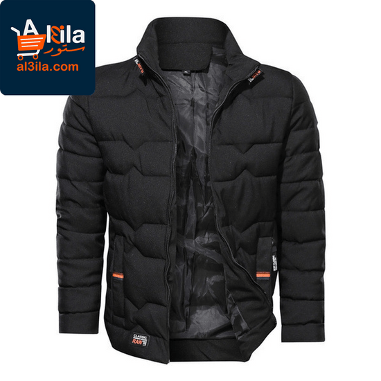 Men's Stand-Up Collar Plus Velvet Warm Jacket – Stylish Solid Color Cotton Outerwear