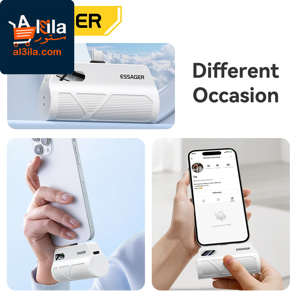 5000mAh Mini Capsule Power Bank with Type-C Fast Charging and Digital Display for iPhone 16