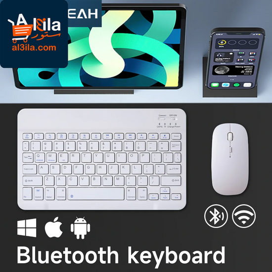 Wireless Bluetooth Keyboard and Mouse for iOS, Android, and Windows Tablets, Compatible with iPad Air, Mini, Pro, Xiaomi, Apple, and Huawei