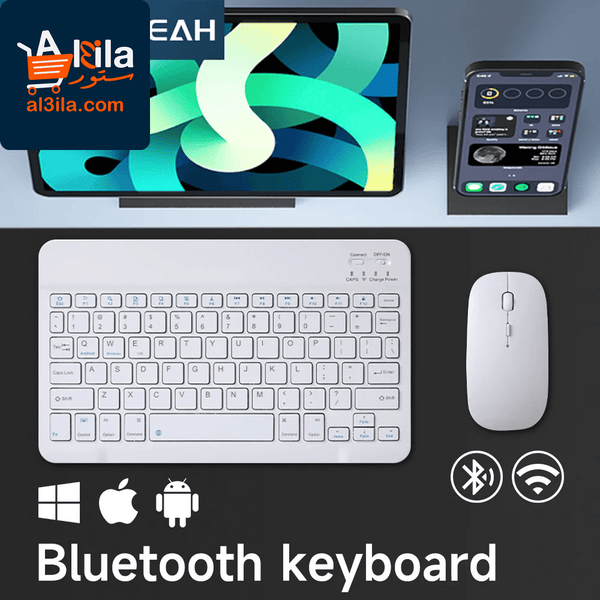 Wireless Bluetooth Keyboard and Mouse for iOS, Android, and Windows Tablets, Compatible with iPad Air, Mini, Pro, Xiaomi, Apple, and Huawei