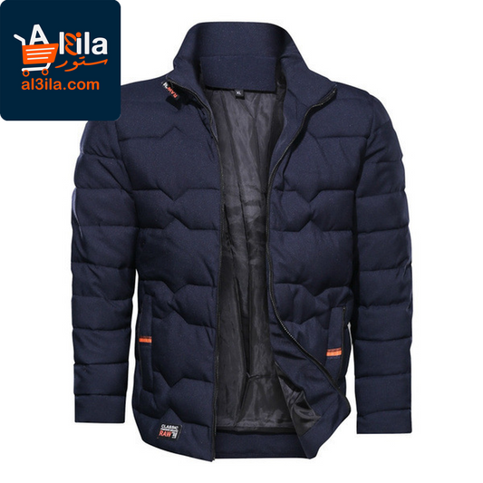Men's Stand-Up Collar Plus Velvet Warm Jacket – Stylish Solid Color Cotton Outerwear