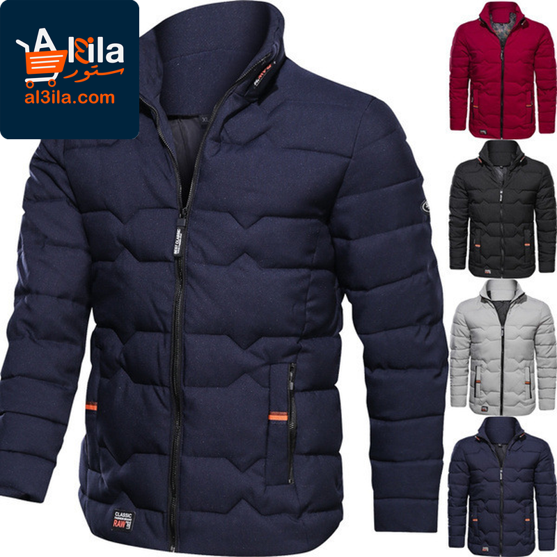 Men's Stand-Up Collar Plus Velvet Warm Jacket – Stylish Solid Color Cotton Outerwear