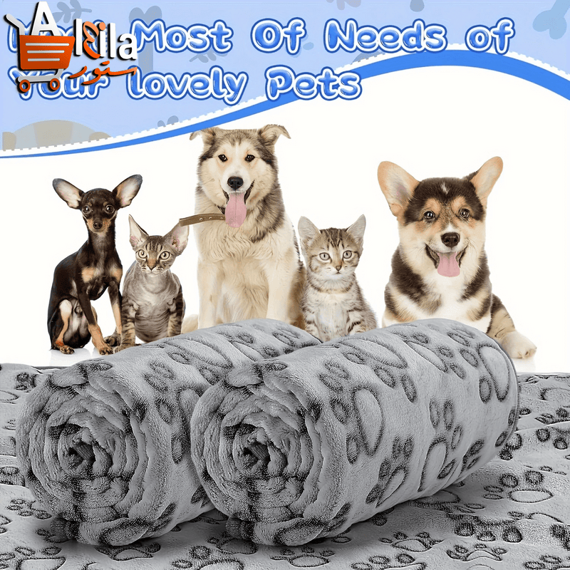 Deluxe Soft Fluffy Pet Blanket with Cute Cartoon Design - Ideal for Cats and Dogs, Perfect for Cozy Comfort