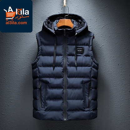 Stylish Hooded Sleeveless Men's Vest - Casual Cotton-Padded Zipper Waistcoat in Plus Sizes up to 6XL