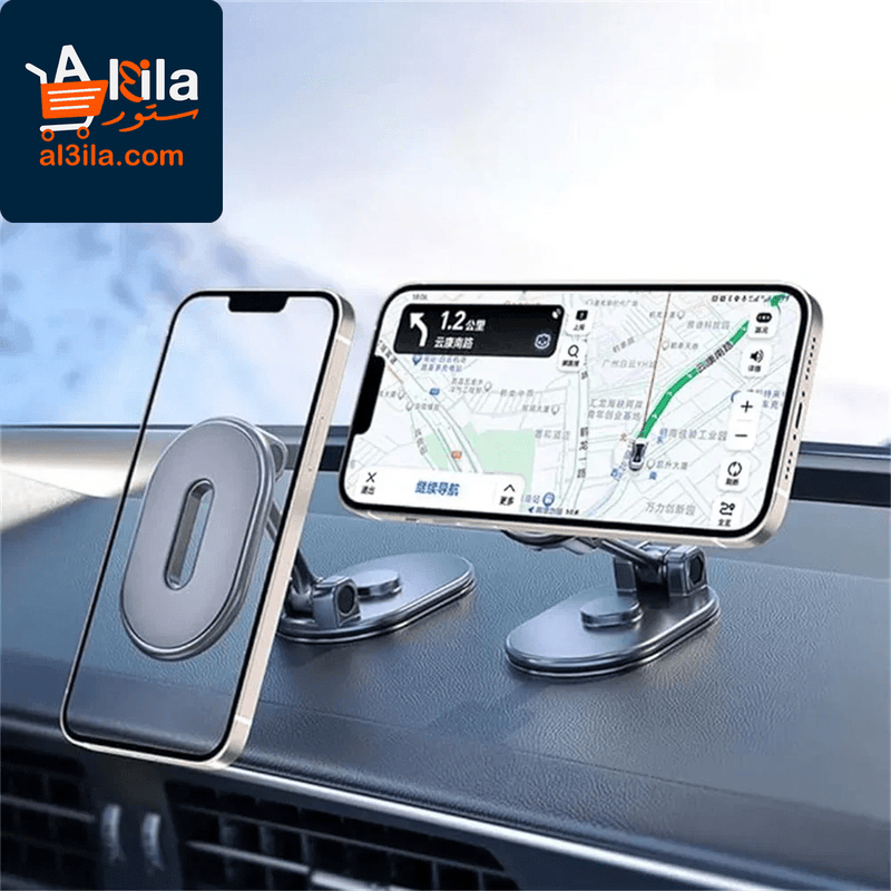 Alloy Magnetic Car Phone Holder with 360-Degree Rotation - Universal Dashboard Mount for Smartphones and Tablets