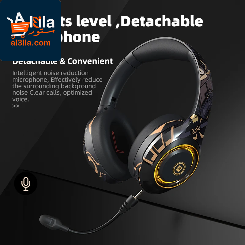 A2 High-Fidelity Wireless Bluetooth Over-Ear Headphones with Detachable Microphone and Enhanced Bass Stereo Sound