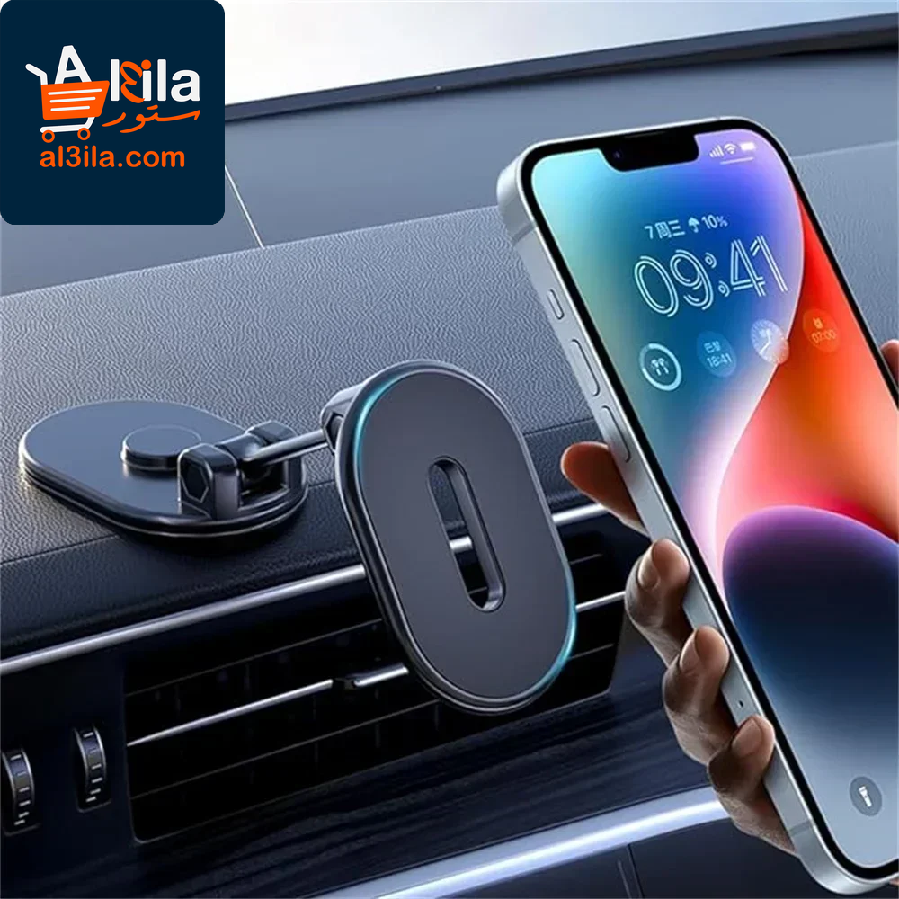 Alloy Magnetic Car Phone Holder with 360-Degree Rotation - Universal Dashboard Mount for Smartphones and Tablets