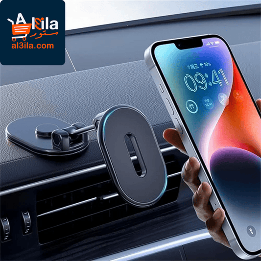 Alloy Magnetic Car Phone Holder with 360-Degree Rotation - Universal Dashboard Mount for Smartphones and Tablets