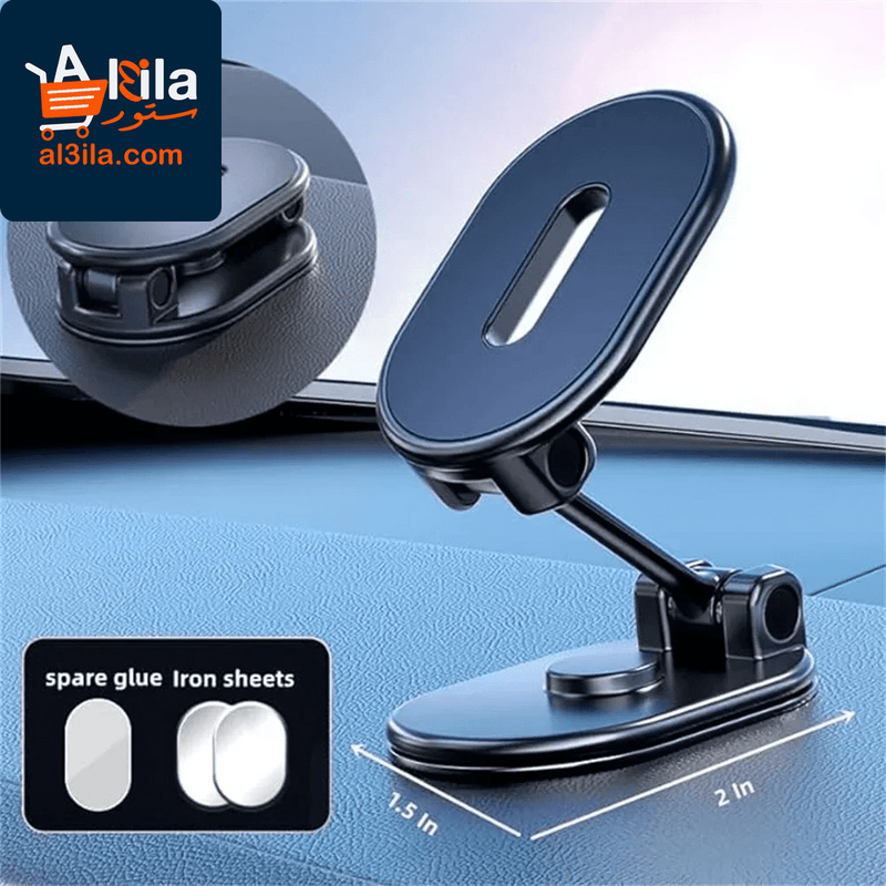 Alloy Magnetic Car Phone Holder with 360-Degree Rotation - Universal Dashboard Mount for Smartphones and Tablets