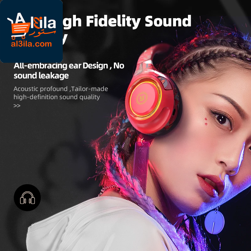 A2 High-Fidelity Wireless Bluetooth Over-Ear Headphones with Detachable Microphone and Enhanced Bass Stereo Sound